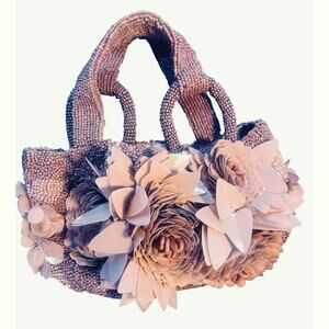 Mauve Beaded Purse By Handcrafted in India Floral Viral TikTok NWOT